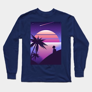 Synthwave Space Sunset Long Sleeve T-Shirt